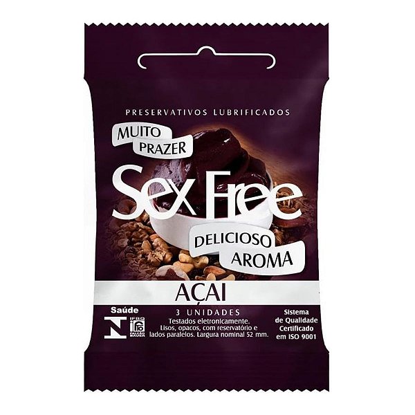 12 Preservativo Açai Sex Free Ultrafina Lubrificado