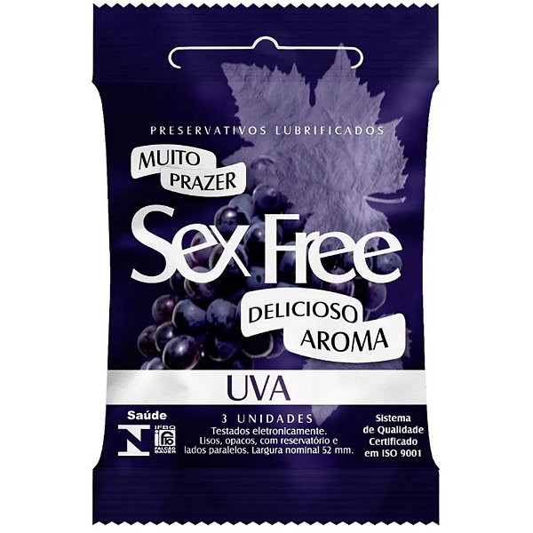12 Preservativo Sabor Uva Sex Free Ultrafina Lubrificado