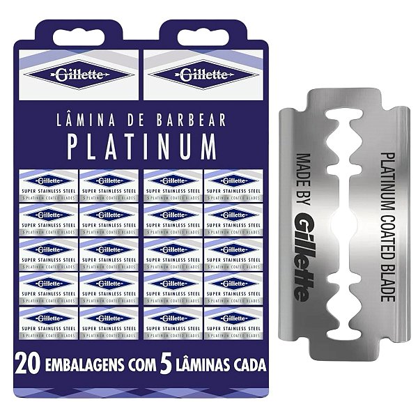 Lâmina Gillette Platinum Azul c/100 unidades