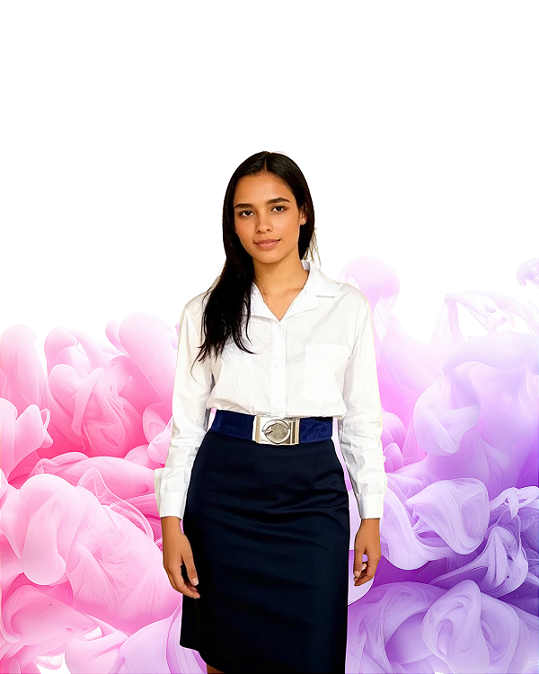 UNIFORME ADULTO FEMININO AVT (AVENTUREIROS) - Manga Longa - Camisa, Saia e Cinto - Emblemas costurados