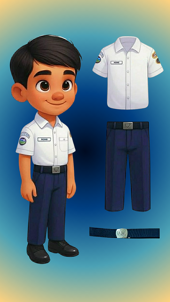 UNIFORME DE GALA AVT - AVENTUREIRO INFANTIL MASCULINO - CAMISA, CALÇA E CINTO - EMBLEMAS COSTURADOS