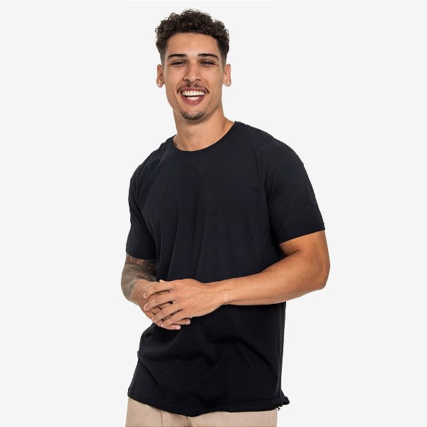 Camiseta Básica Masculina 100% Algodão 30.1 Penteado - Preto