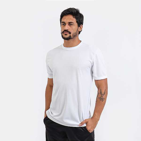 Camiseta Esportiva Dry Fit Masculina Poliéster Dry - Branco