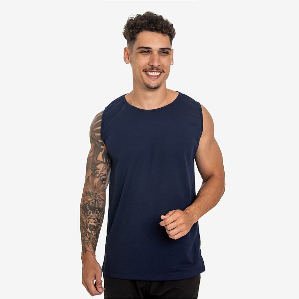 Camiseta Regata Esportiva Dry Fit Masculina - Marinho