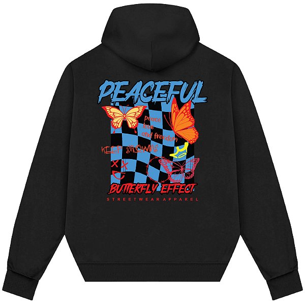 Blusão Blusa de Moletom Canguru Streetwear - Pacefull Butterfly