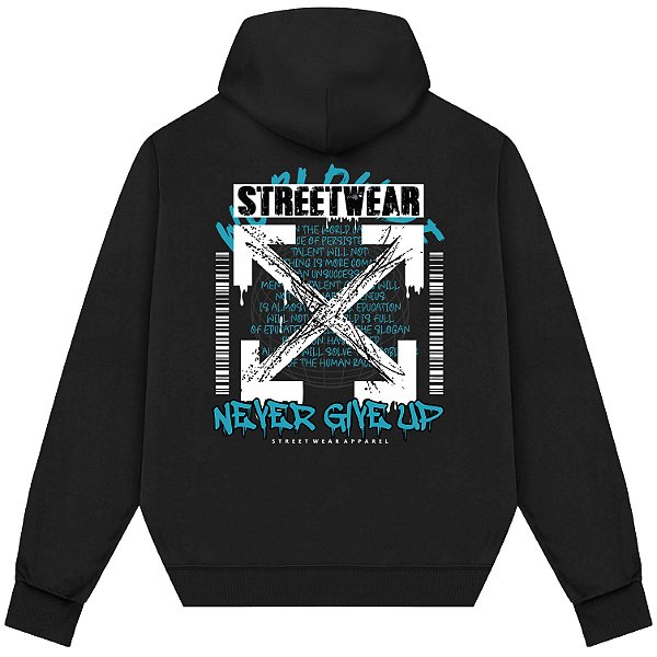 Blusão Blusa de Moletom Canguru Streetwear - Never Give Up