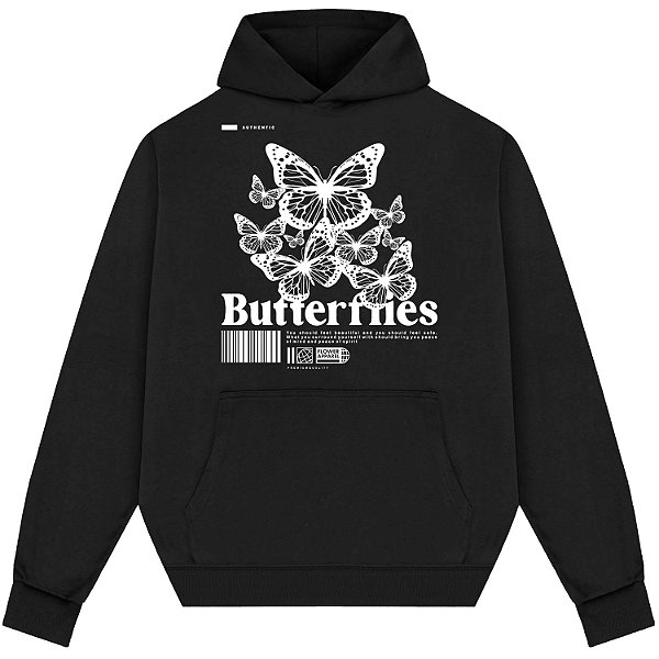 Blusão Blusa de Moletom Canguru Streetwear - Butterflies