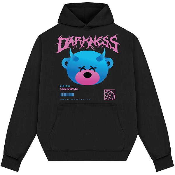 Blusão Blusa de Moletom Canguru Streetwear - Darkness