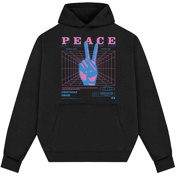 Blusão Blusa de Moletom Canguru Streetwear - Peace Peace