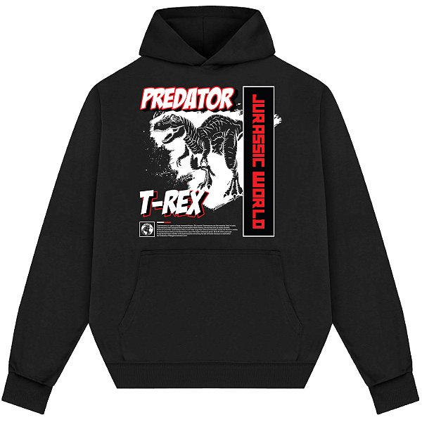 Blusão Blusa de Moletom Canguru Streetwear - Predator Jurassic T-Rex