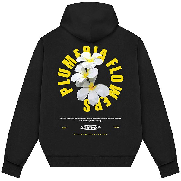 Blusão Blusa de Moletom Canguru Streetwear - Plumeria Flowers