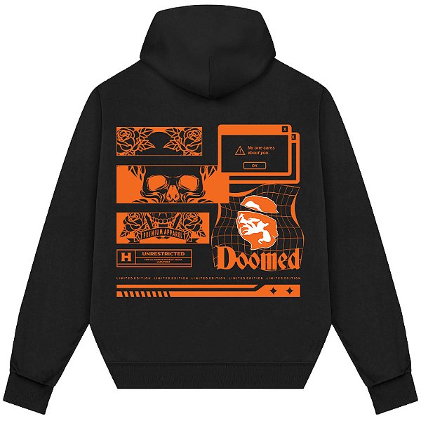 Blusão Blusa de Moletom Canguru Streetwear - Doomed Unrestricted