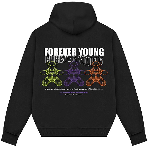 Blusão Blusa de Moletom Canguru Streetwear - Forever Young Bear