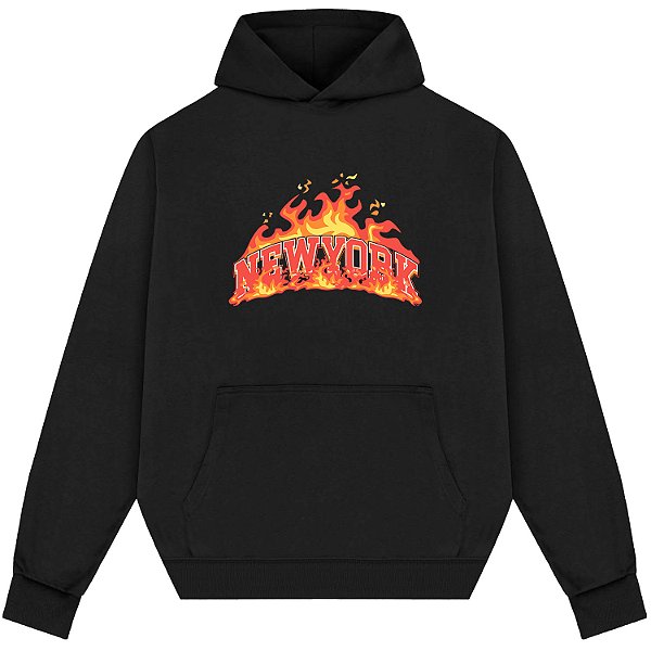 Blusão Blusa de Moletom Canguru Streetwear - New York Flame