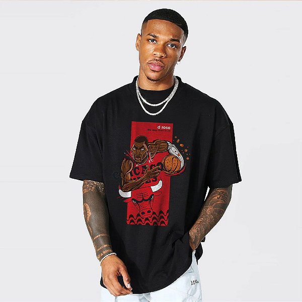 Camiseta Oversized Streetwear Masculino/Feminino DRose - Preto
