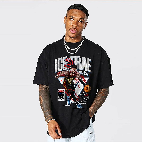 Camiseta Oversized Streetwear Masculino/Feminino Ice Trae - Preto
