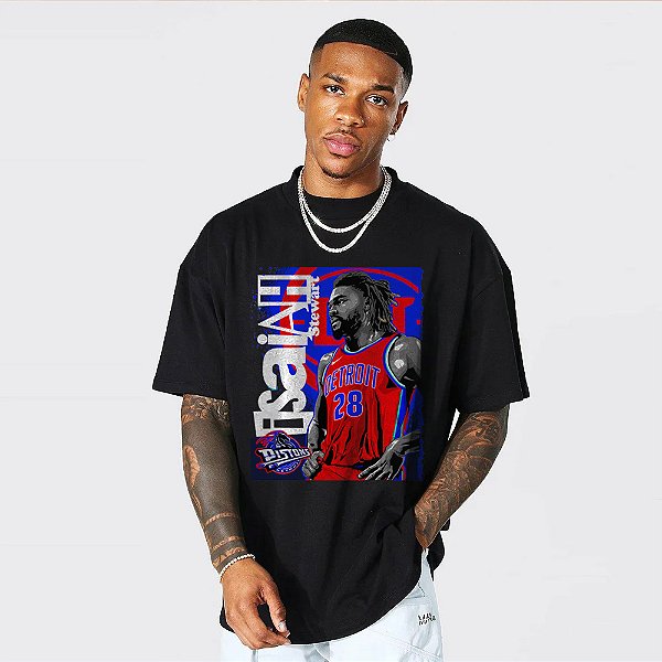 Camiseta Oversized Streetwear Masculino/Feminino Isaiah Stewart - Preto