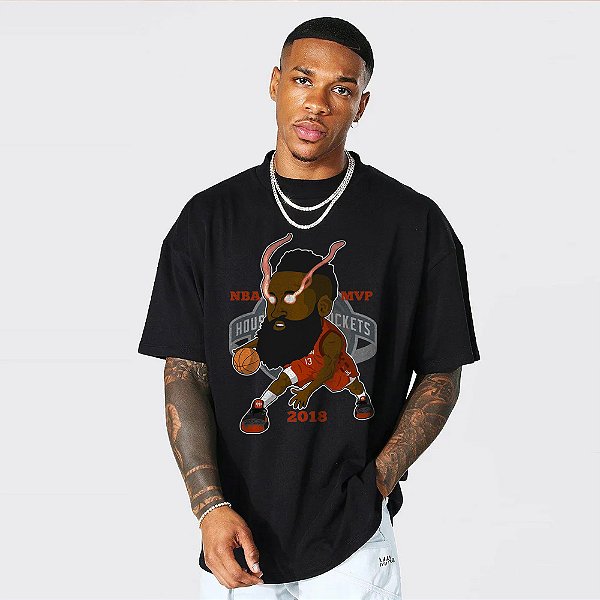 Camiseta Oversized Streetwear Masculino/Feminino James Harden - Preto