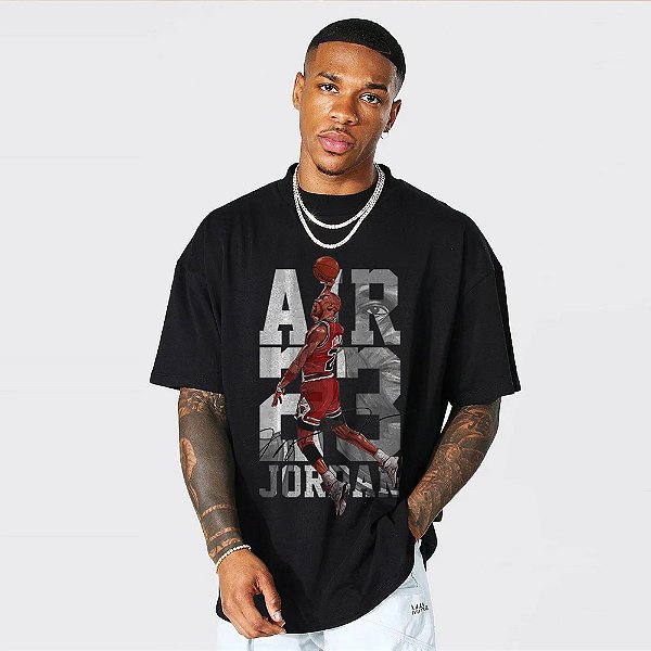 Camiseta Oversized Streetwear Masculino/Feminino Jordan 23 - Preto