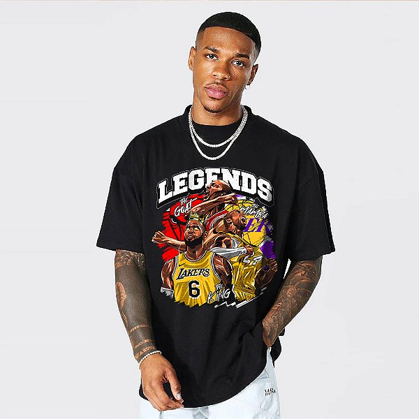Camiseta Oversized Streetwear Masculino/Feminino Legends Basketball - Preto
