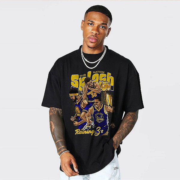Camiseta Oversized Streetwear Masculino/Feminino Dub Nation Splash - Preto