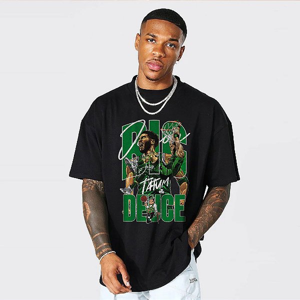 Camiseta Oversized Streetwear Masculino/Feminino Jayson Tatum Big Deuce - Preto