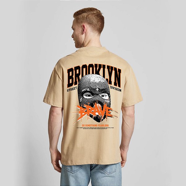 Camiseta Masculina Streetwear Algodão com Estampa - Brooklyn Brave