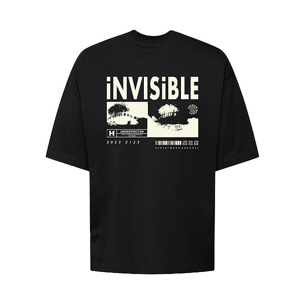 Camiseta Oversized Streetwear Masculina Estampa Costas Invisible