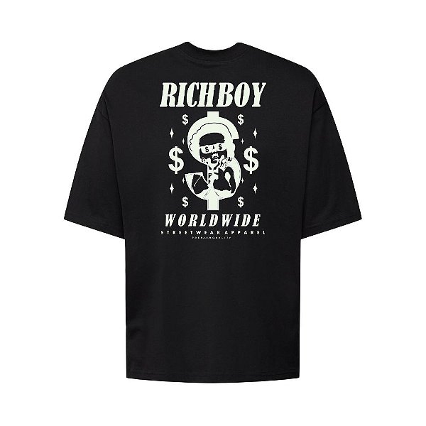 Camiseta Oversized Streetwear Masculina Estampa Costas Richboy Wordwild