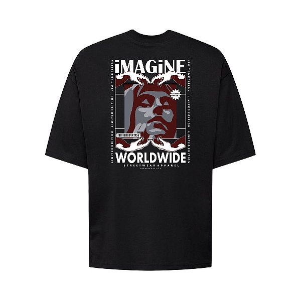 Camiseta Oversized Streetwear Masculina Estampa Costas Imagine Wordwild