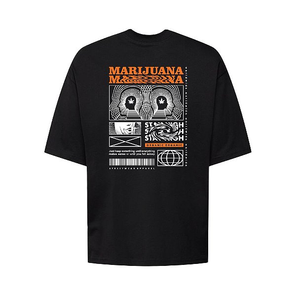 Camiseta Oversized Streetwear Masculina Estampa Costas Organic Marihuana