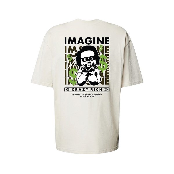 Camiseta Oversized Streetwear Masculina Estampa Costas Imagine Crazy Rich