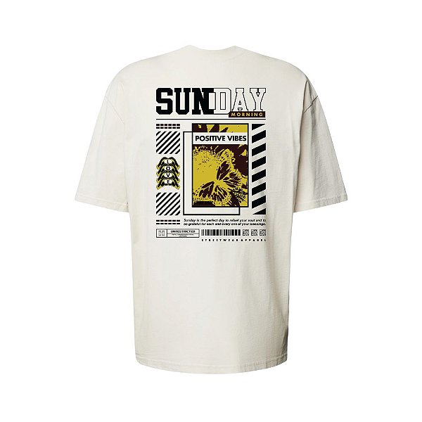 Camiseta Oversized Streetwear Masculina Estampa Costas Sunday Morning