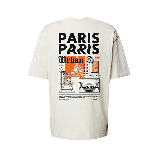 Camiseta Oversized Streetwear Masculina Estampa Costas Paris Urban