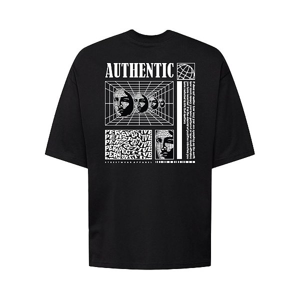 Camiseta Oversized Streetwear Masculina Estampa Costas Authentic