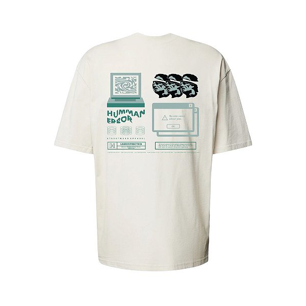 Camiseta Oversized Streetwear Masculina Estampa Costas Humman Error