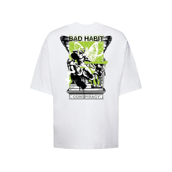 Camiseta Oversized Streetwear Masculina Estampa Costas Bad Habit Conspiracy
