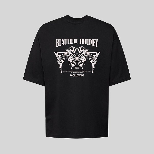 Camiseta Oversized Streetwear Masculina Estampa Costas Beautiful Jorney