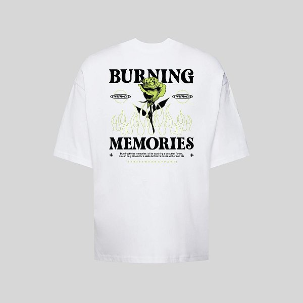 Camiseta Oversized Streetwear Masculina Estampa Costas Burning Wear