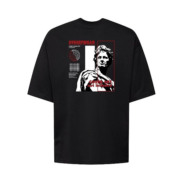 Camiseta Oversized Streetwear Masculina Estampa Costas Covert Art Not Included