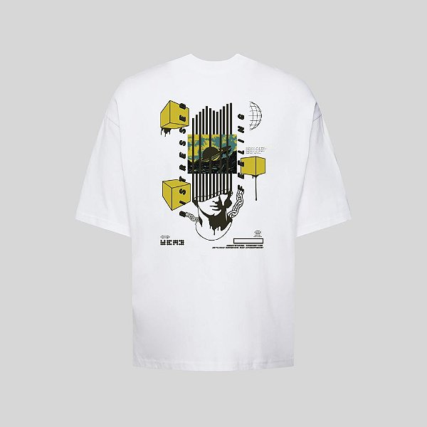 Camiseta Oversized Streetwear Masculina Estampa Costas Distressed Feeling