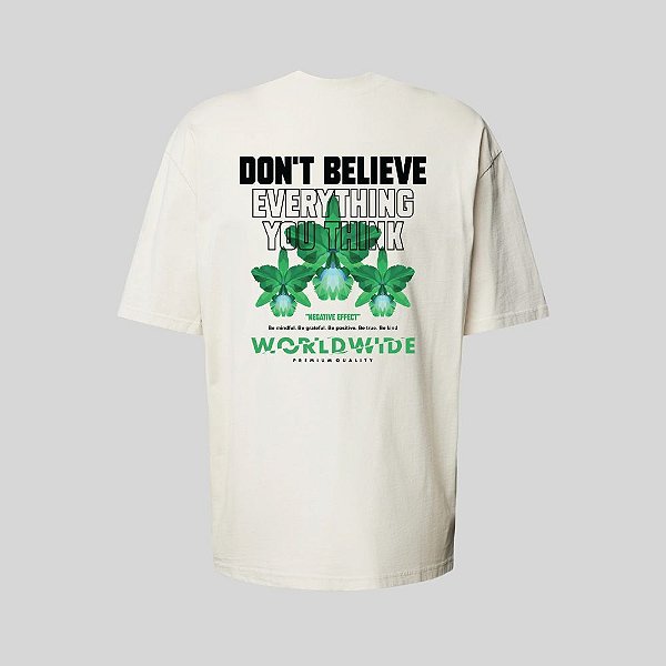 Camiseta Oversized Streetwear Masculina Estampa Costas Dont Believe Everything