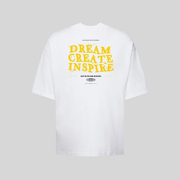 Camiseta Oversized Streetwear Masculina Estampa Costas Dream Create Inspire