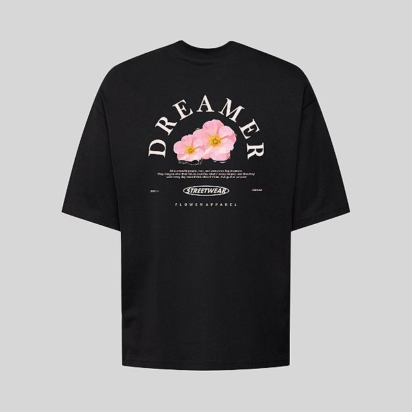 Camiseta Oversized Streetwear Masculina Estampa Costas Dreamer Flw