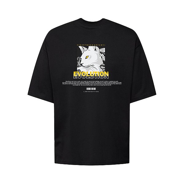 Camiseta Oversized Streetwear Masculina Estampa Costas Evolution Limited Edition