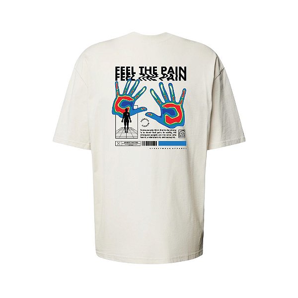 Camiseta Oversized Streetwear Masculina Estampa Costas Feel The Pain