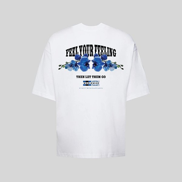 Camiseta Oversized Streetwear Masculina Estampa Costas Feel Your Feeling