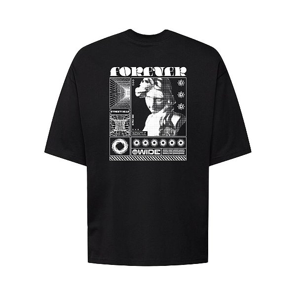 Camiseta Oversized Streetwear Masculina Estampa Costas Forever Wide