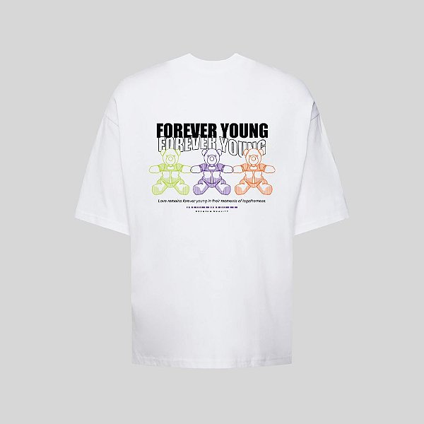 Camiseta Oversized Streetwear Masculina Estampa Costas Forever Young