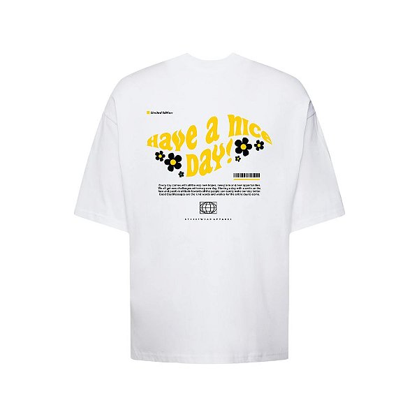 Camiseta Oversized Streetwear Masculina Estampa Costas Have A Nice Day